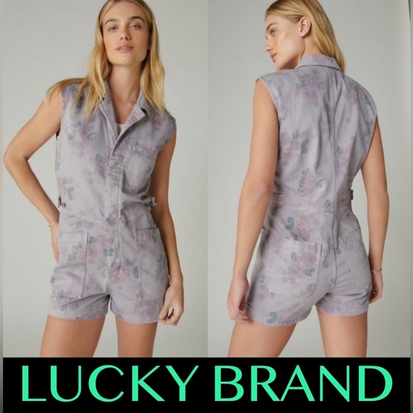 Lucky Brand Laura Ashley Printed Coverall Short Romper ✨ Size Small [runs big] - Picture 13 of 16